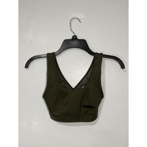 Offline by Aerie Olive Green Cutout Mesh Workout Sports Bra/ Size XXS